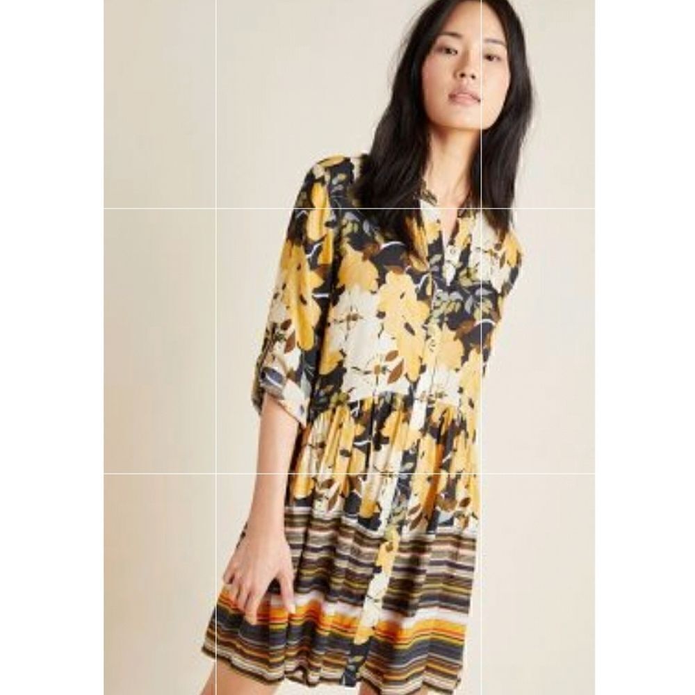 Anthropologie Bl-nk Simona Floral Tunic Dress Size L
